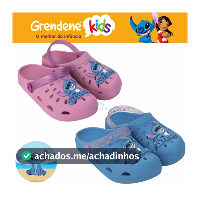 Sandália Babuche Grendene Kids Stitch Menina Infantil Divertida Fofa