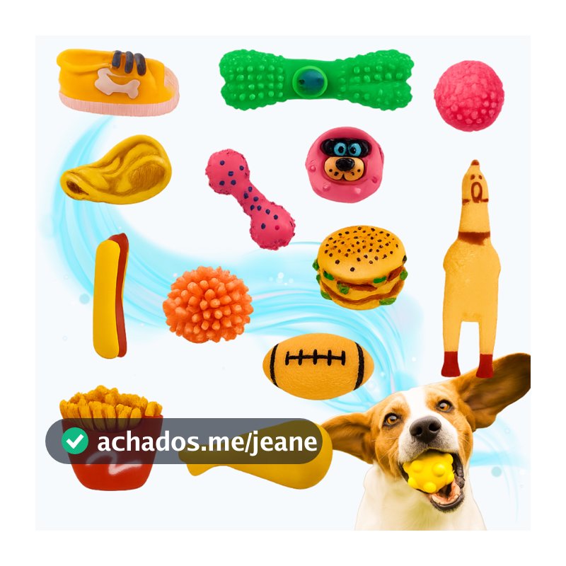 Kit 5 Brinquedos Mordedor para Pet Cachorro Cão Galinha Bolinha Sonora