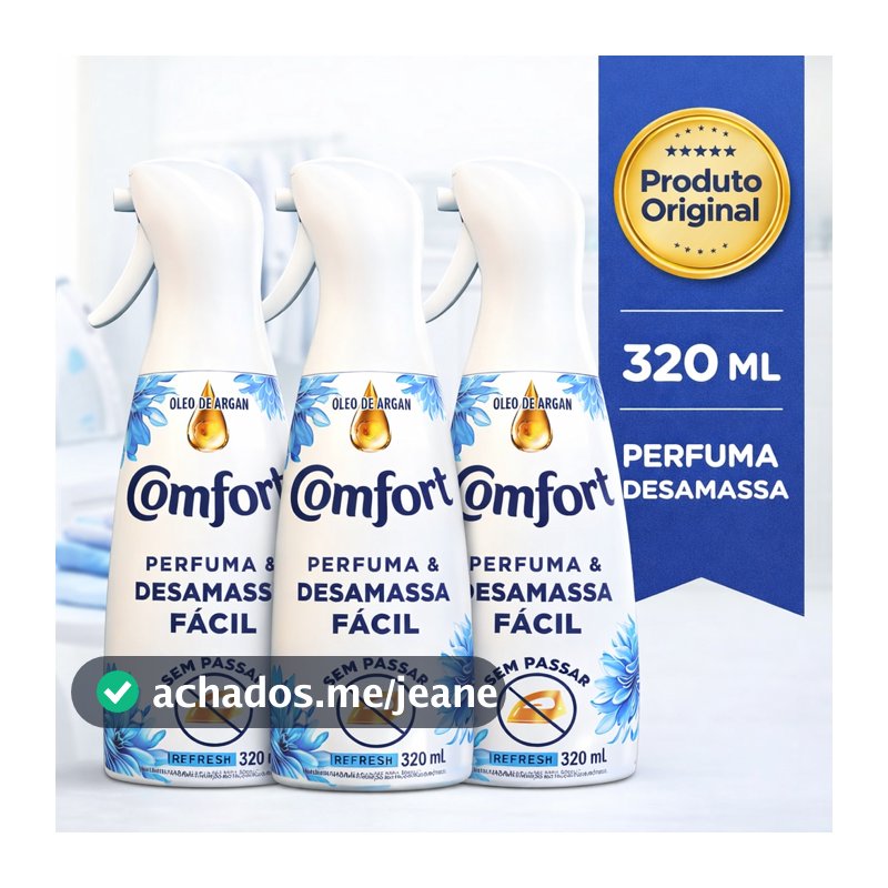 Comfort Spray Passa Fácil 320ml Desamassa, Perfuma e Neutraliza Odores – Revitalizador de Roupas