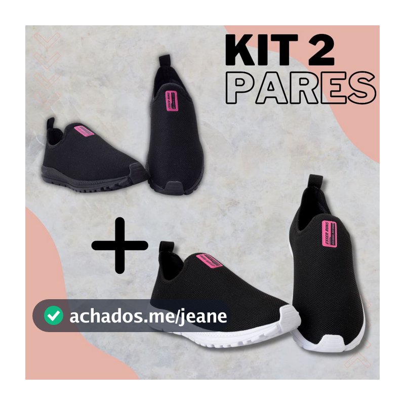 Kit 2 Tênis Meia Feminino Calce Fácil Botinha Ortopédico Esportivo Sneaker Slip On Casual confortável Academia