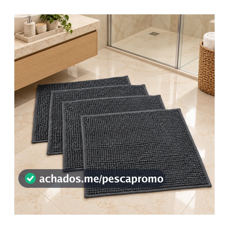 Kit Jogo Tapete de Banheiro Antiderrapante Absorvente 58x38cm Bolinha Macarrão Tecido Microfibra Macio Versátil