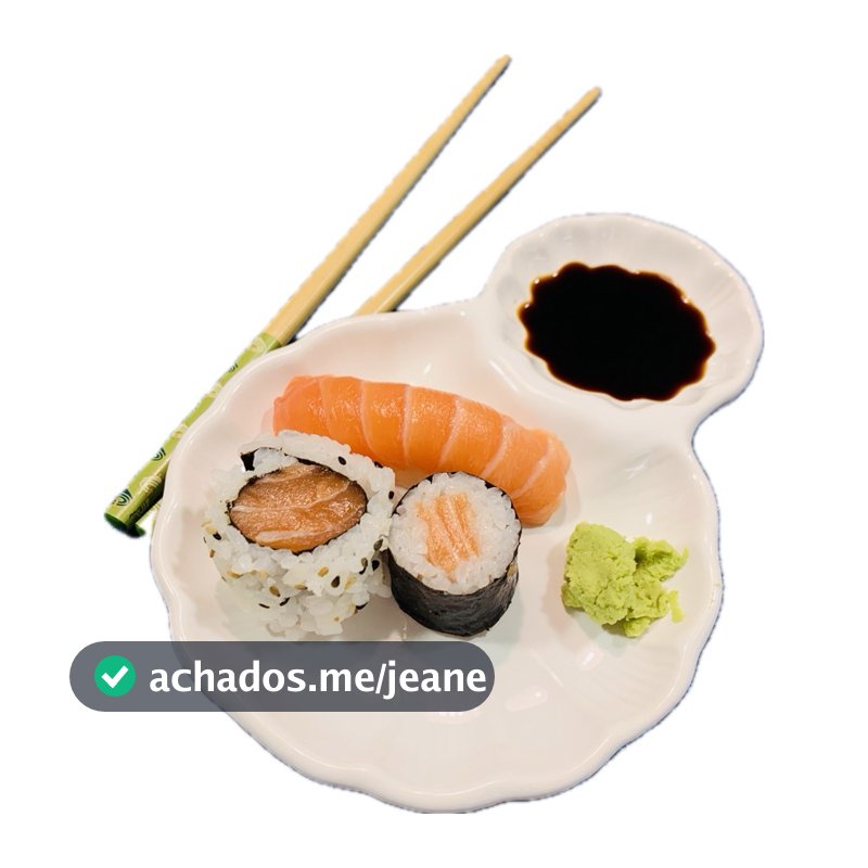 Prato para Sushi Formato de Flor em Cerâmica Branca
