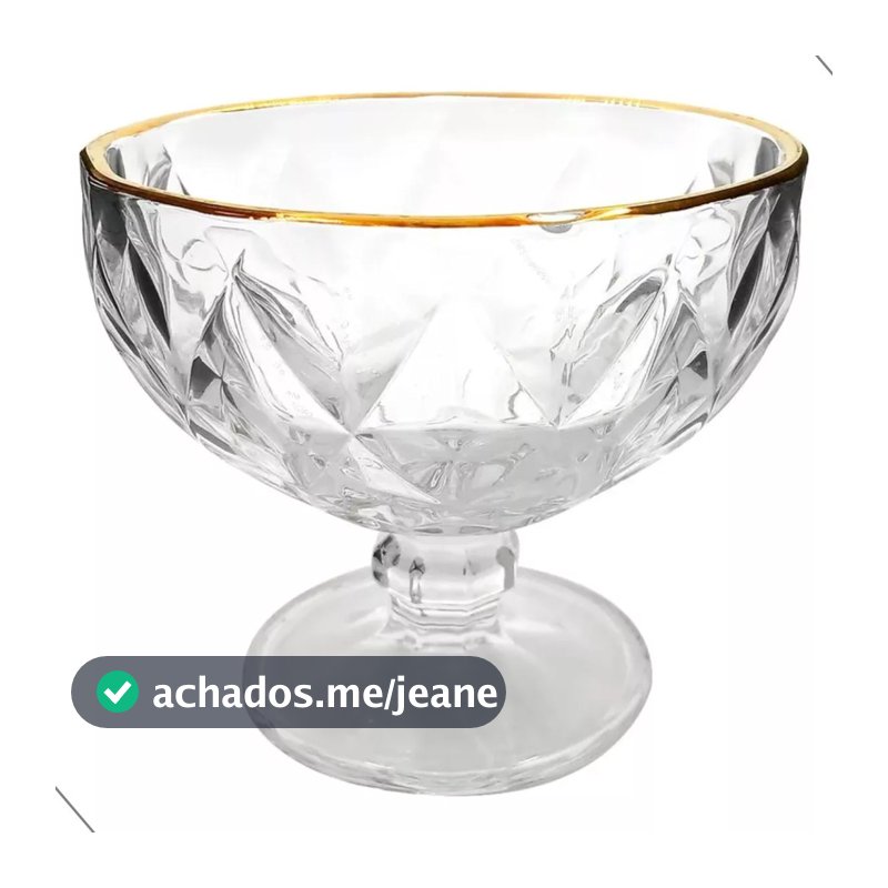 Conjunto Jogo de 6 taças sobremesa diamound diamante 310ml sorvete transparente