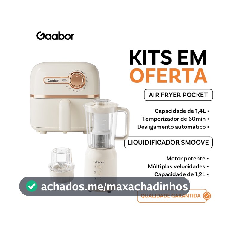 [Oferta Combinada]Gaabor Air Fryer 1,4L Controle de Temperatura Timer Unico + Eletrodomésticos de cozinha