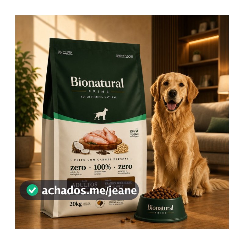 Ração Bionatural Prime Cães Adulto Raças Médias e Grandes Frango 20kg-Envio Rápido