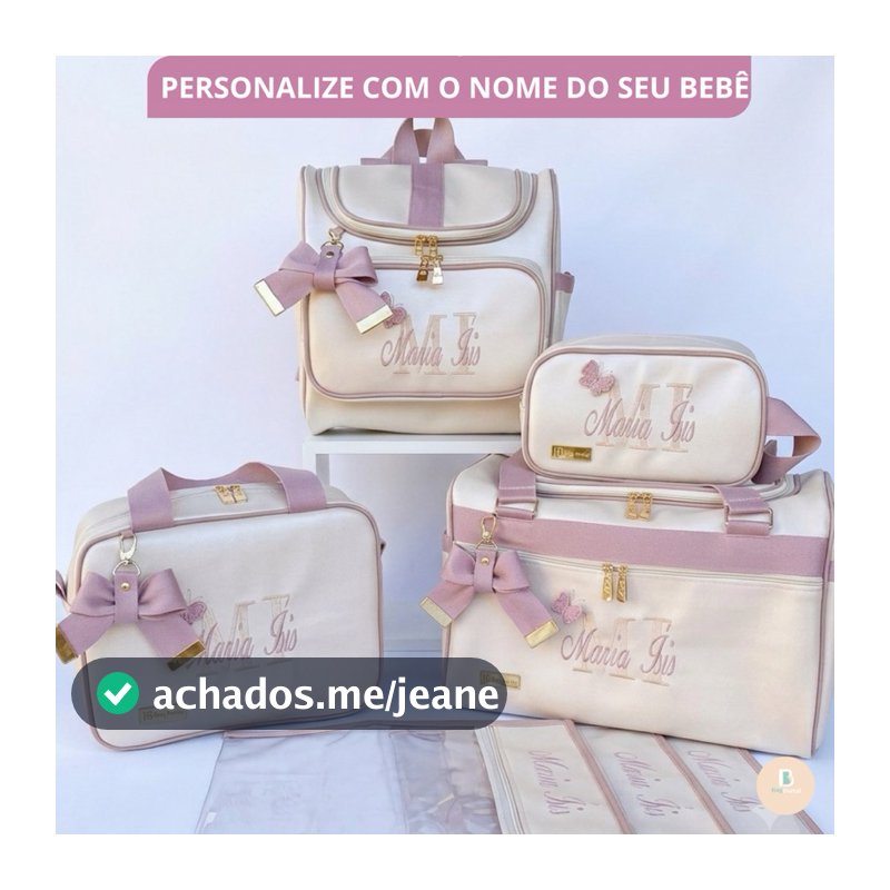 Kit Bolsas Maternidade Menino e Menina Personalizada com o nome do bebê