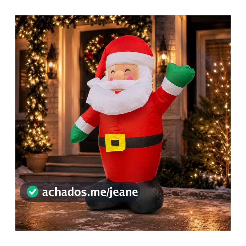 Papai Noel Inflável Natalino Bivolt 90cm 1,20m 1,80m Gigante Decoração de Natal Casa Jardim Loja Festa