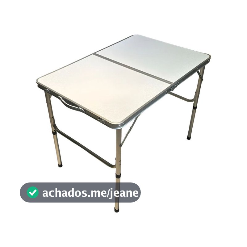 Mesa Dobrável Vira Maleta Alumínio Com Alça Camping Pesca Jardim Branco LuvinCo