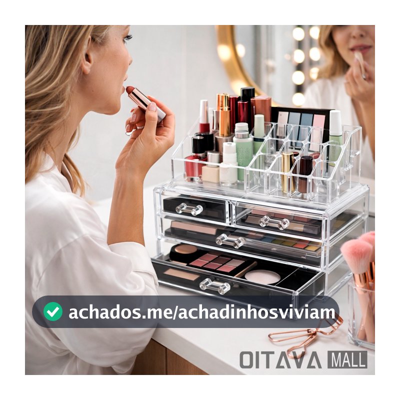 Porta Maquiagem Make Cosméticos Multiuso Perfume Prateleira 3 Andares 4 Gavetas Organização Completa