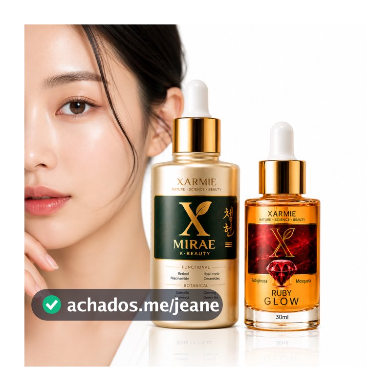 Kit Clareador Facial e Anti-Idade Coreano  Mirae + Ruby Glow | Melasma, Manchas, Rugas e Linhas Finas