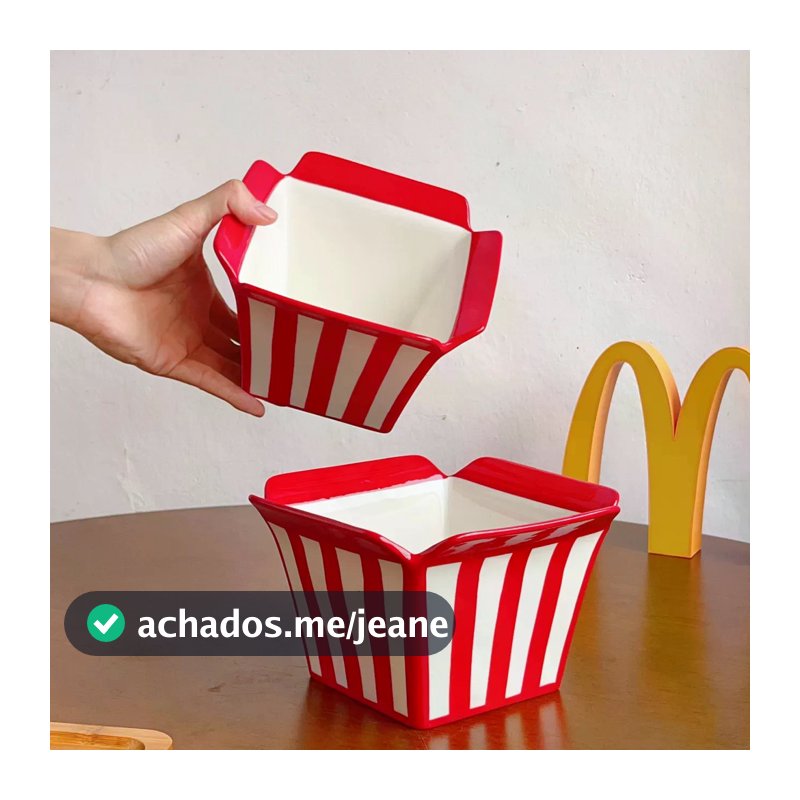 Tigela de cerâmica para batatas fritas Tigela de cerâmica para pipoca Tigela de lanche criativa para uso doméstico Linda