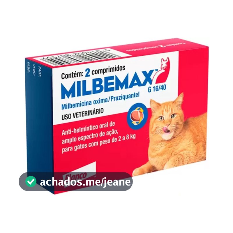 Milbemax Vermifugo Para Gatos 2 a 8 Kg 2 Comprimidos 16/40mg