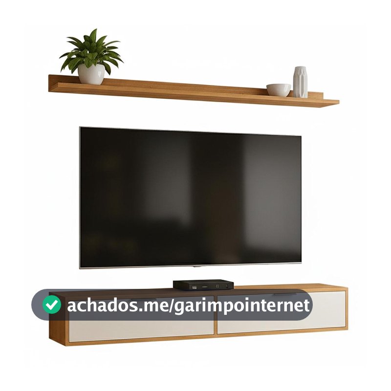 Rack Tv 75 Pol. Suspenso 180cm 2 Portas Lila Branco/Cinamomo Z49 - Mpozenato