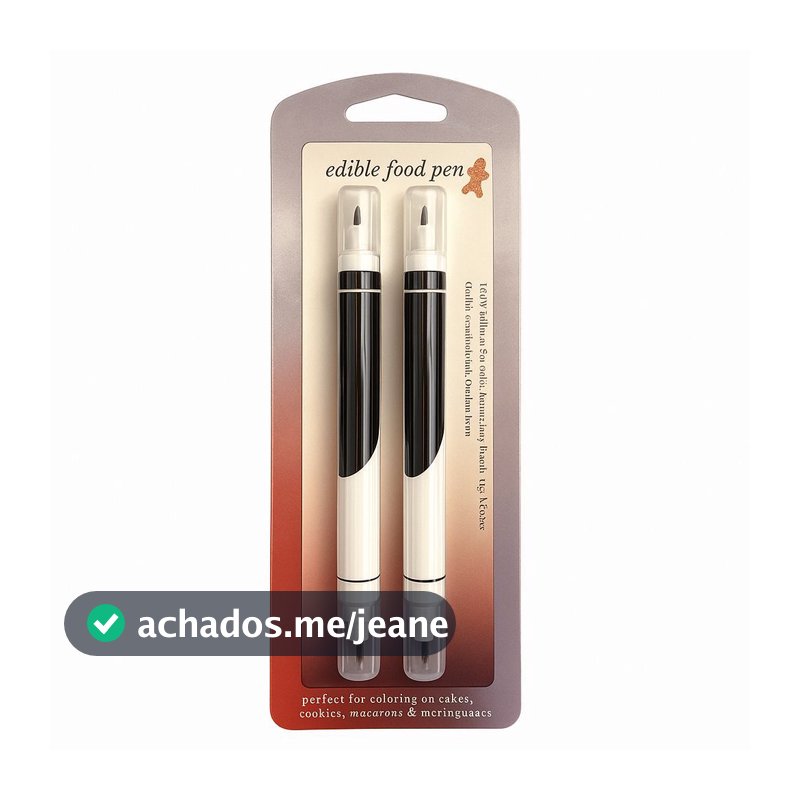 Kit 2 Unidades Caneta Comestível Preta Ponta Dupla Fina Grossa Confeitaria Decoração Cozinha