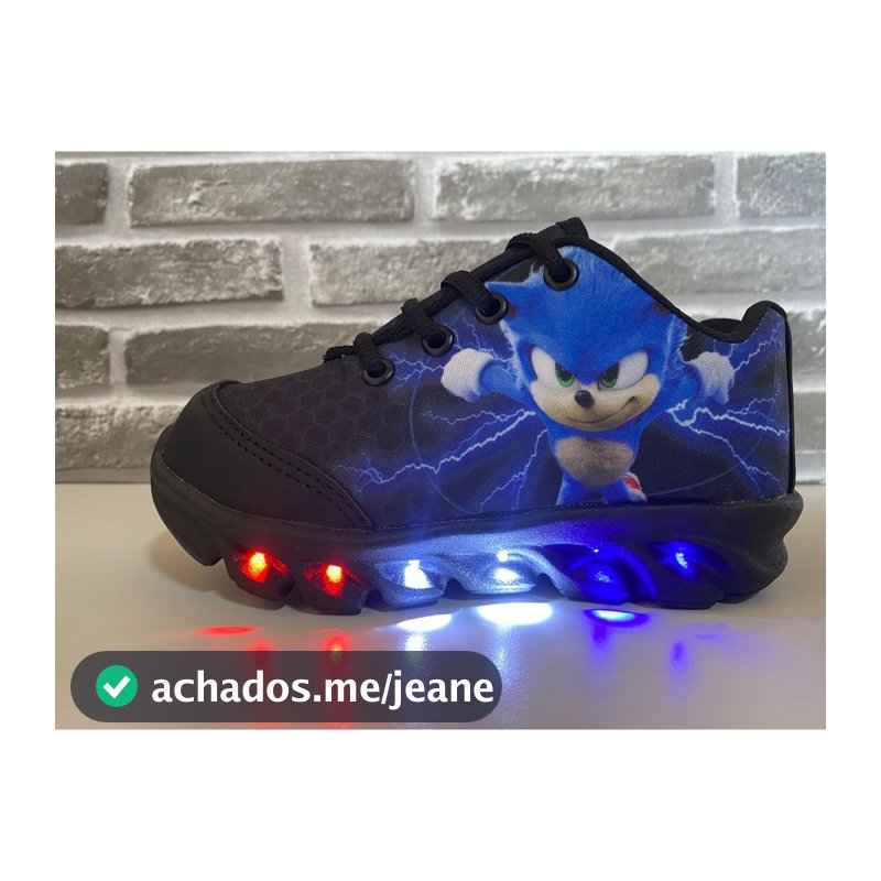 Tênis Infantil LED SONIC de Menino Com Led Luzinha Personagem tenis com luzes coloridas