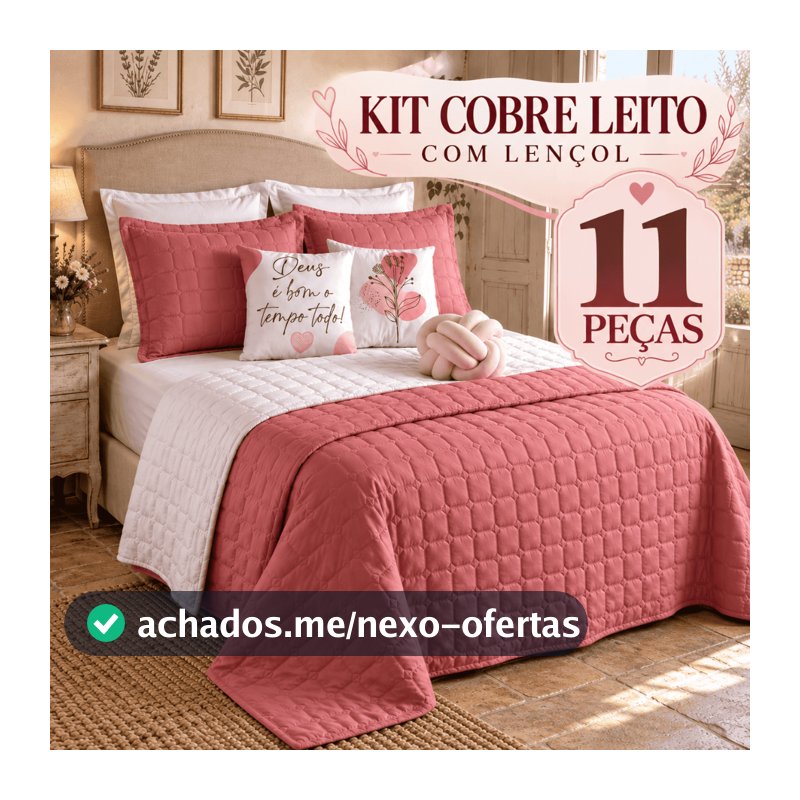 Kit Cama Completa Queen Paris Dupla Face com Almofadas + Jogo de Lençol 11 peças