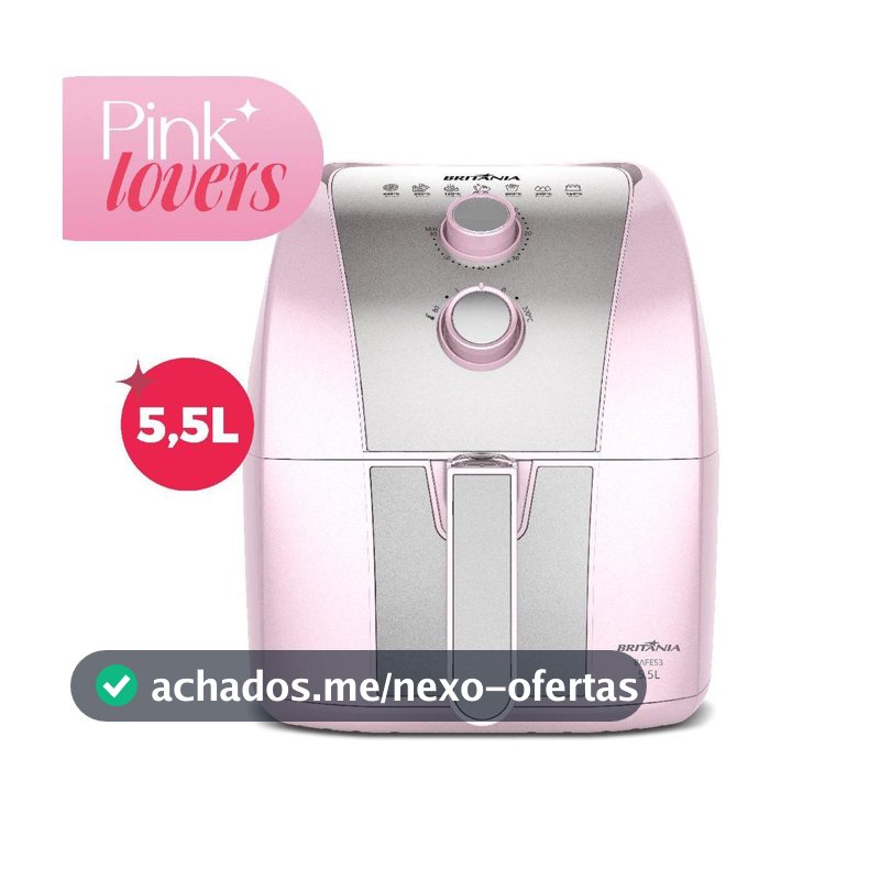 Air Fryer Rosa Britânia 5,5L Cesto Pinkstone 1500W BAFE53