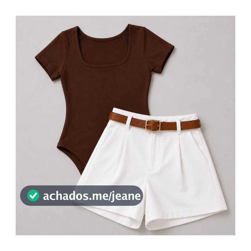 Conjunto Feminino Body Quadrado+Short Alfaiataria Com Bolso e Cinto  Moda Casual