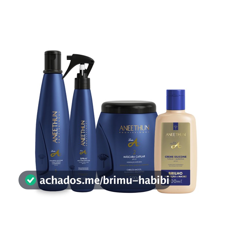 Kit Aneethun Hidratação Linha A Shampoo 300ml + Mascara 500g + Spray + Creme de Silicone 100ml