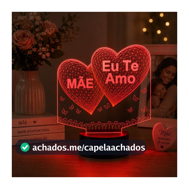 Luminária Led 3D Dia das Mães Presente Criativo Abajur 7 Presente Criativo Decoração Multicores