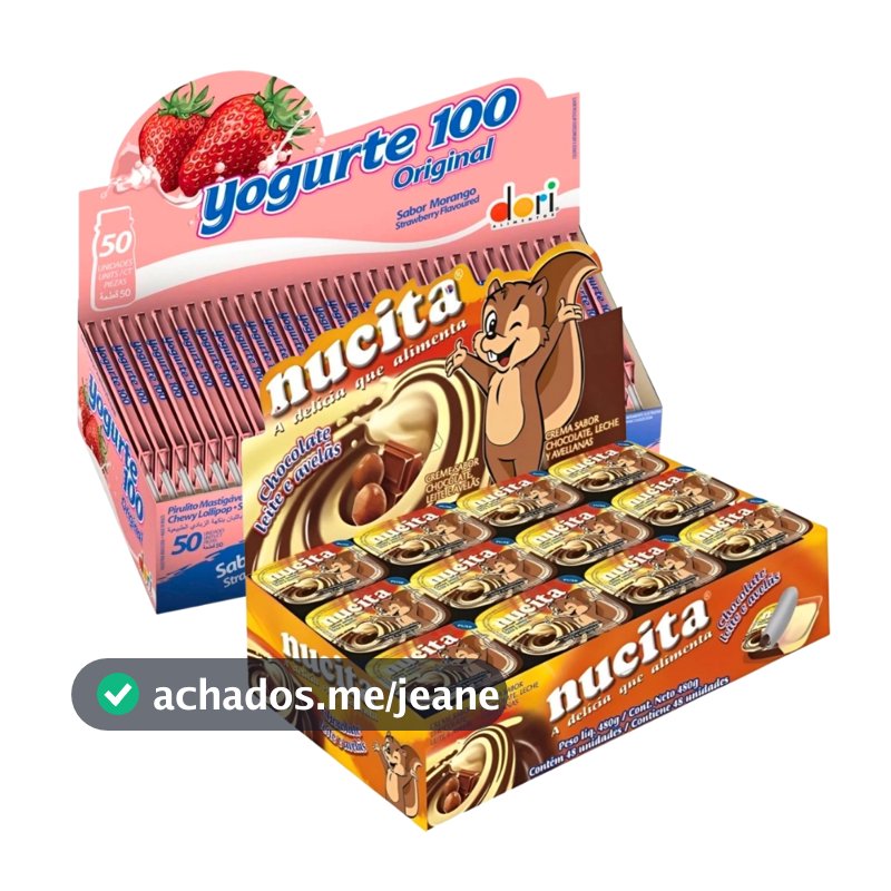 Kit Nucita Bicolor C/48 Unidades + Pirulito Mastigável Yogurte 100 C/50 Unidades