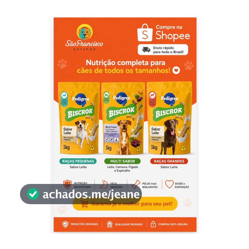 Pedigree Biscrok 1kg para Cães Adultos | Raças Pequenas, Raças Grandes e Multi Sabor | Escolha o sabor