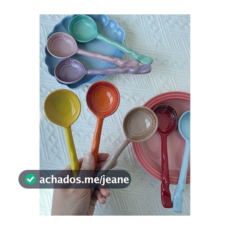 Influenciador colher de alimentação doméstica de alto valor, colher de cerâmica colorida de cabo longo, colher de sopa,