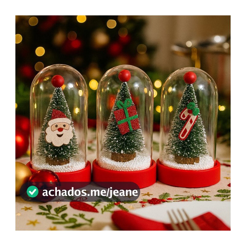 Luminaria Cúpula De Mesa Enfeite Arvore De Natal Papai Noel Luz LED Colorida