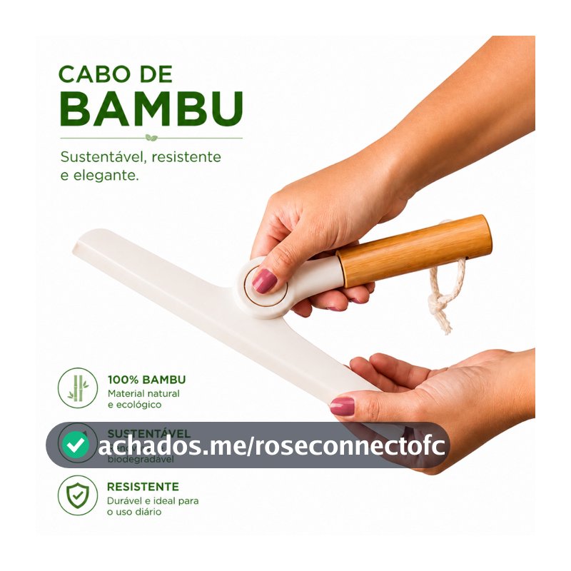 Rodo de Pia Dobrável com Cabo de Bambu Oikos Rodinho Off White Bege 18x24cm - DT25773