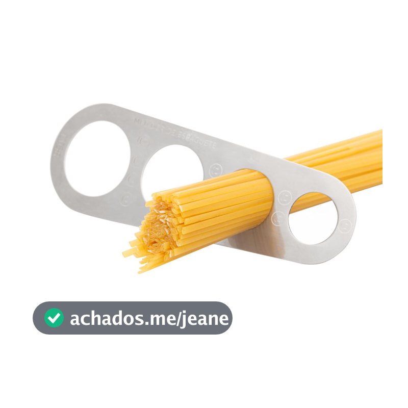 Medidor de Macarrão para Porção de Massa Espaguete de Aço Inox 18,5cm x 6cm x 0,1cm - Lyor