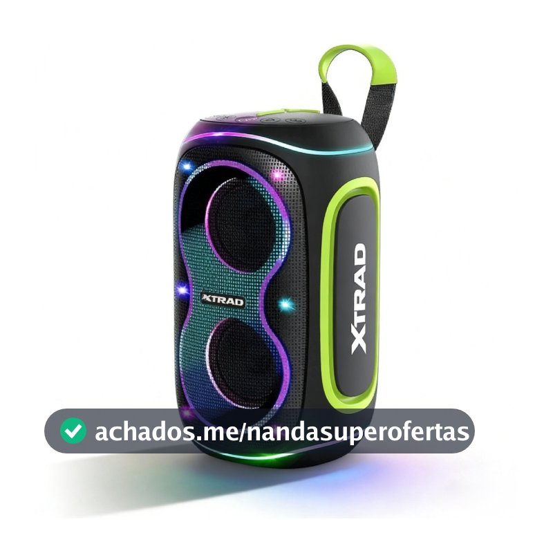 Caixa de Som Bluetooth Portátil Potente Multimídia com LED Longa Duração A Prova D'água XDG-205