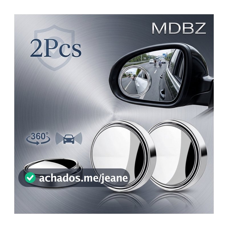 2pcs Espelhos Convexos Auxiliares para Retrovisor, Rotação 360°, Ângulo Amplo para Ponto Cego Universal