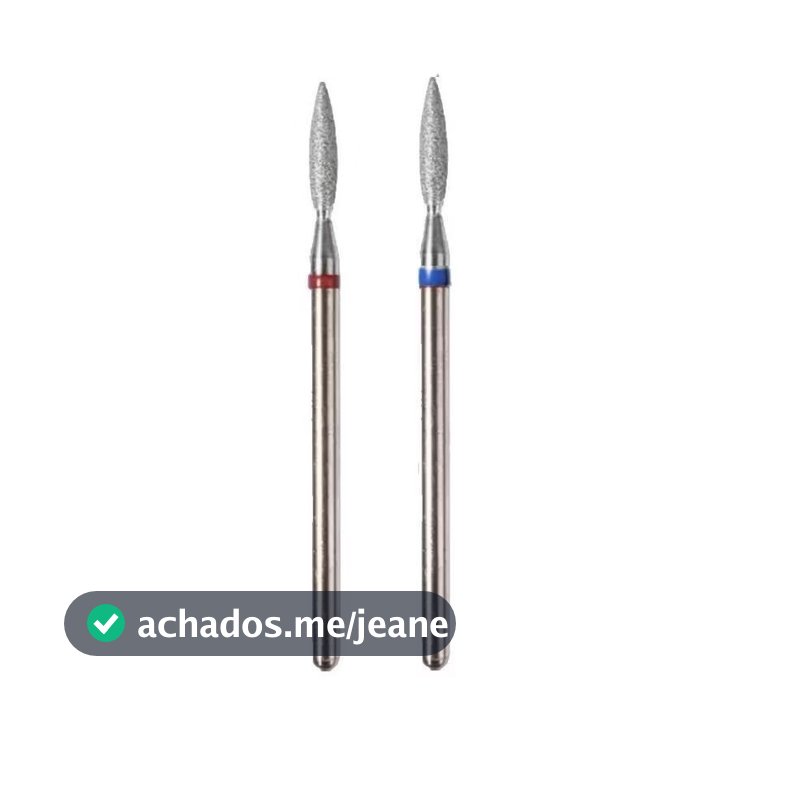 Broca Diamantada Chama Azul 1,6mm + Chama Vermelha 2,1mm Unhas Alongamento
