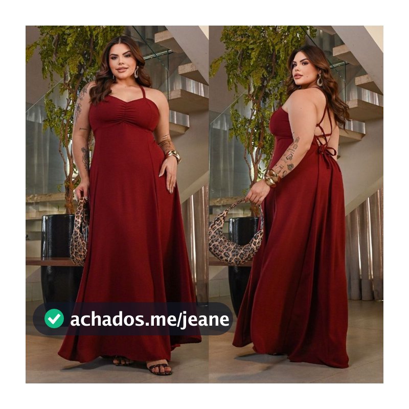 Vestido Feminino Longo Plus Size Saia Fluida e Caimento Perfeito Elegante Costas Abertas