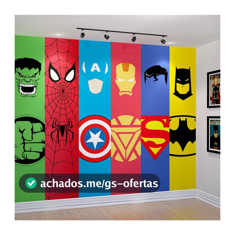 Papel de Parede Tema Super Heróis Star Color Quarto Infantil de Meninos