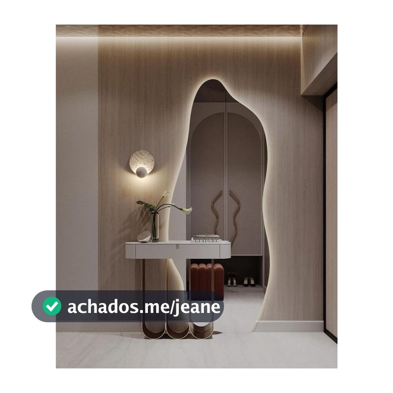 Espelho Orgânico 118X48 Lapidado Moderno Form G C/ LED QUENTE