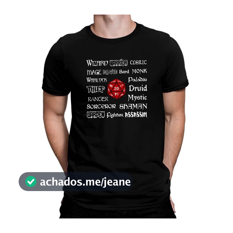 Camiseta Geek Classes Rpg D20 (G) Unissex Algodao GEEK0018