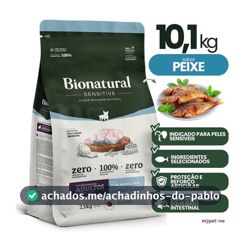 Ração Bionatural Sensitive Peixe Cães Pequenos 10,1kg