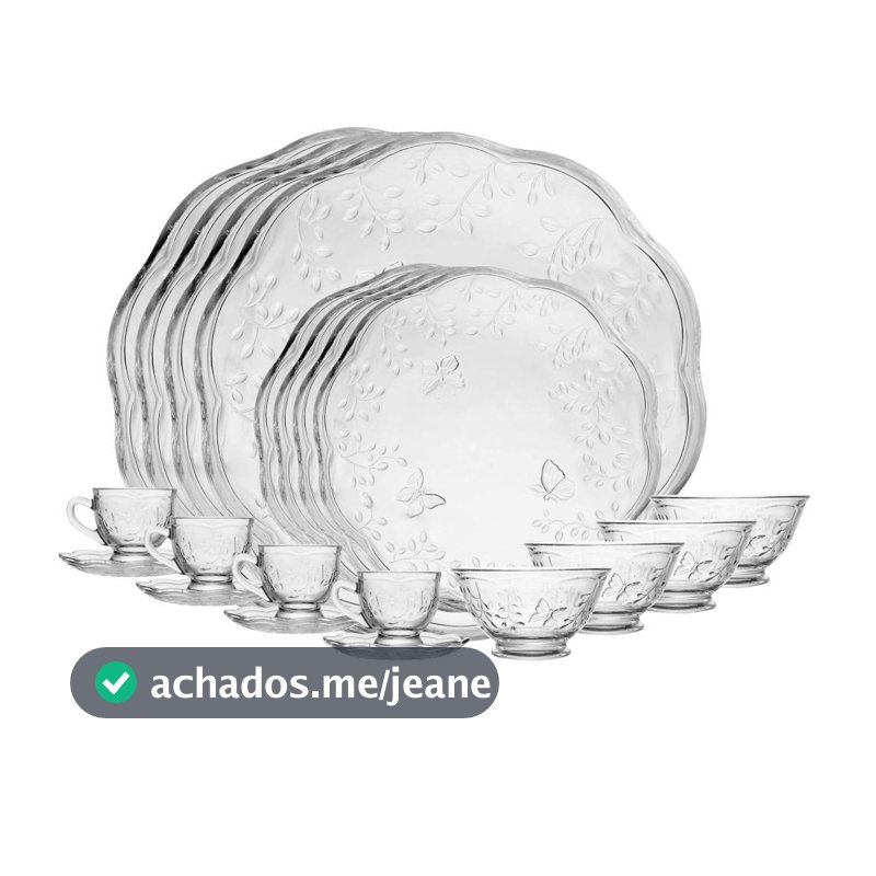 Jogo de Jantar 20 Peças Lyor New Butterfly Cristal Ecológico Aparelho Conjunto de Louças 4 Pessoas Mesa Posta Borboletas
