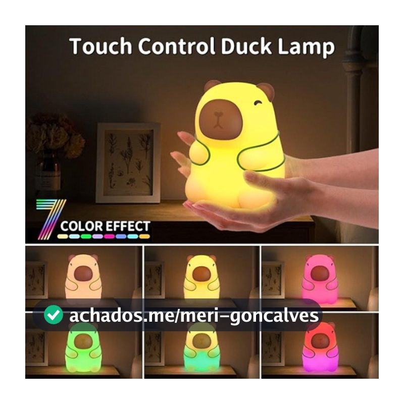 Luminária Capivara Silicone - Toque & Luzes Coloridas (Presente Fofo)