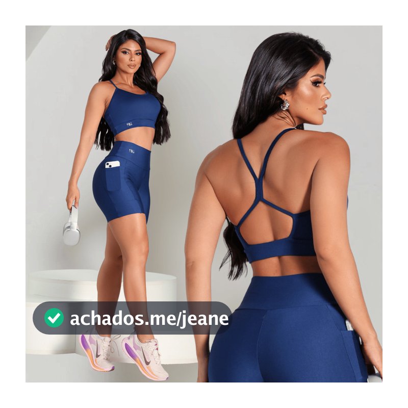 Conjunto Fitness Feminino Top e Short Suplex Premium Bolso Cintura Alta Zero Transparência