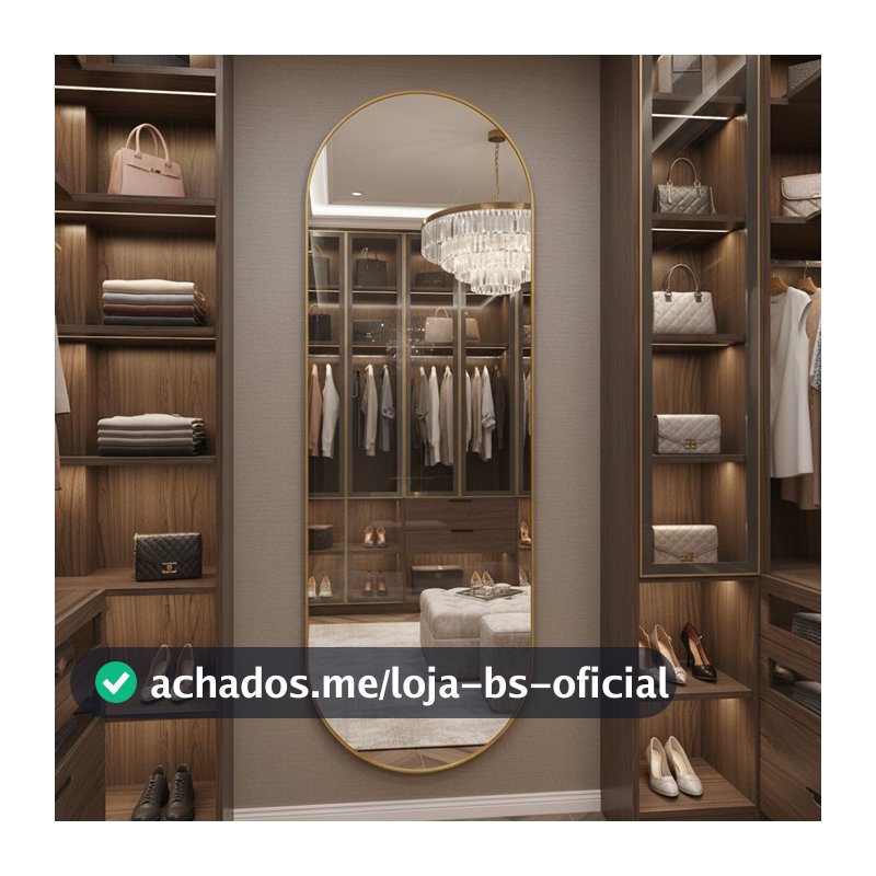 Espelho Orgânico Cápsula Corpo Inteiro 160x55cm Grande Parede Decorativo Sala Quarto Corredor Escritório