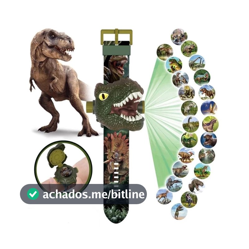 Relógio Infantil Digital 24 Imagens Dinossauro Luzes Projetor 3D Criança Brinquedo