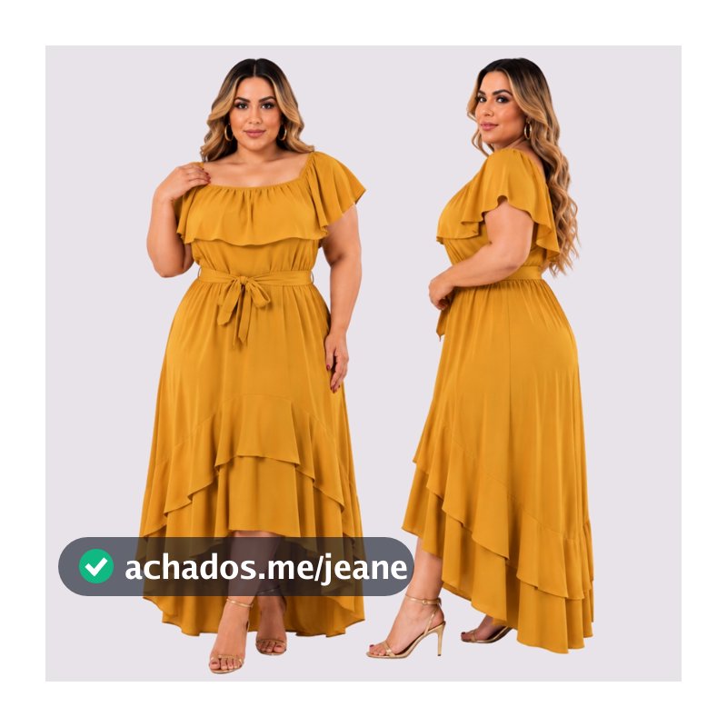 Vestido Longo Mullet Plus Size Ombro a Ombro manga babado ciganinha.Moda Maior Midsize Verão Moderno Sofisticado Premium