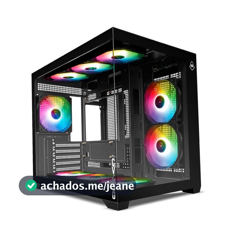Gabinete Gamer Mancer CV450, Mini-Tower, Lateral de Vidro, Com 9 Fans, Preto, MCR-CV4509F-BK