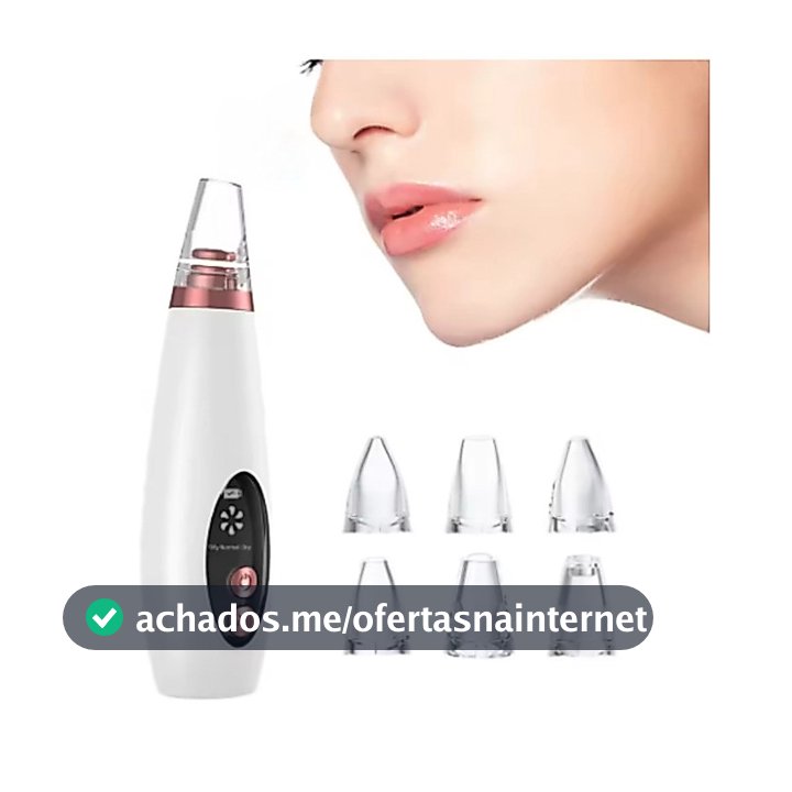 Limpador Facial Elétrico Recarregável USB com 6 Pontas de Limpeza