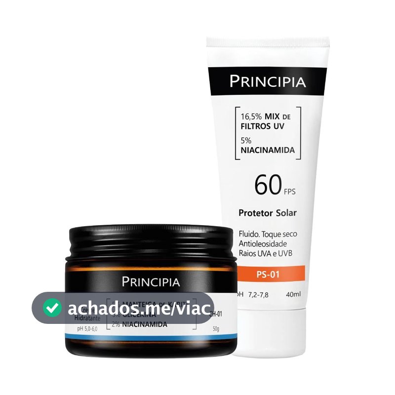 Principia Kit Dupla Diária Todo Tipo de Pele c/ Protetor Solar Facial PS-01 FPS 60 + Creme Hidratante CH-01