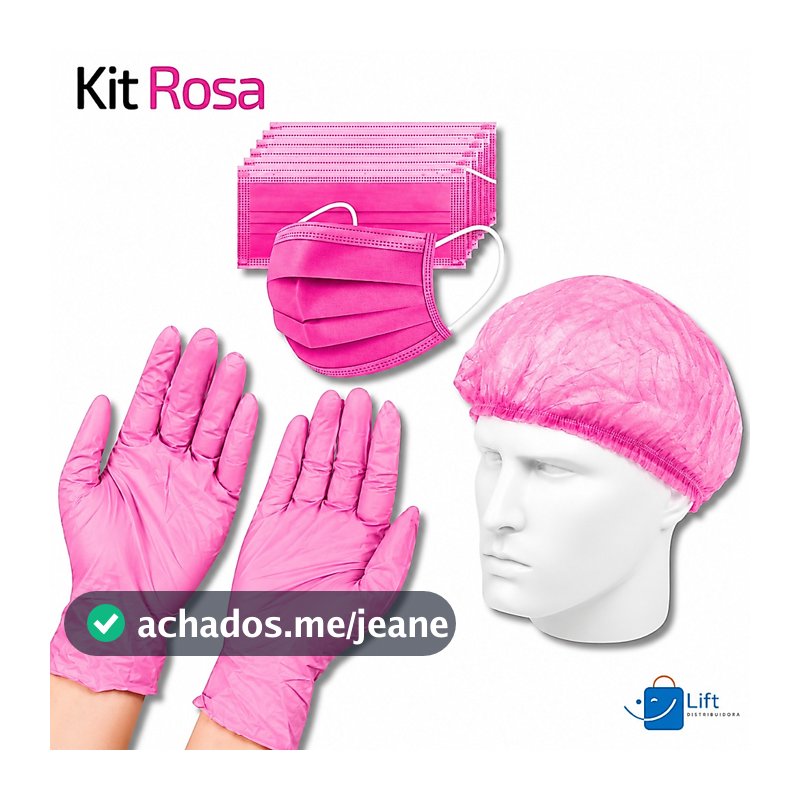 Kit Rosa Toucas TNT Luva Nitrilica  Máscara Descartável