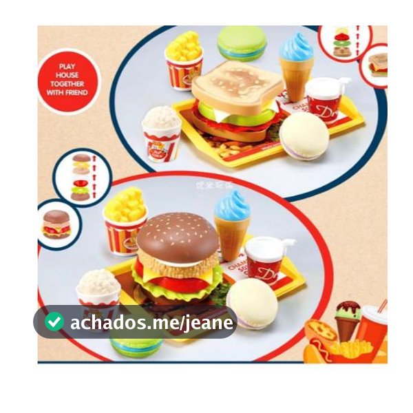 7 Pçs Kit Sanduiche Cozinha de Brinquedo - Lanche fast food de Cortar