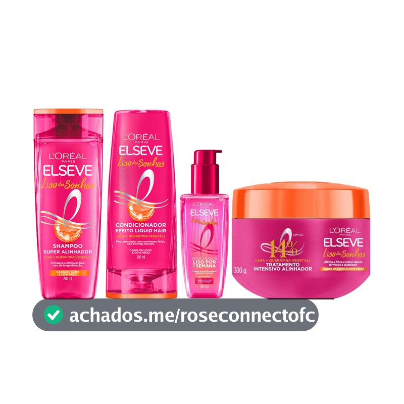 KIT ELSEVE SH + COND + SÉRUM + MÁSC LISO DOS SONHOS 4 ITENS